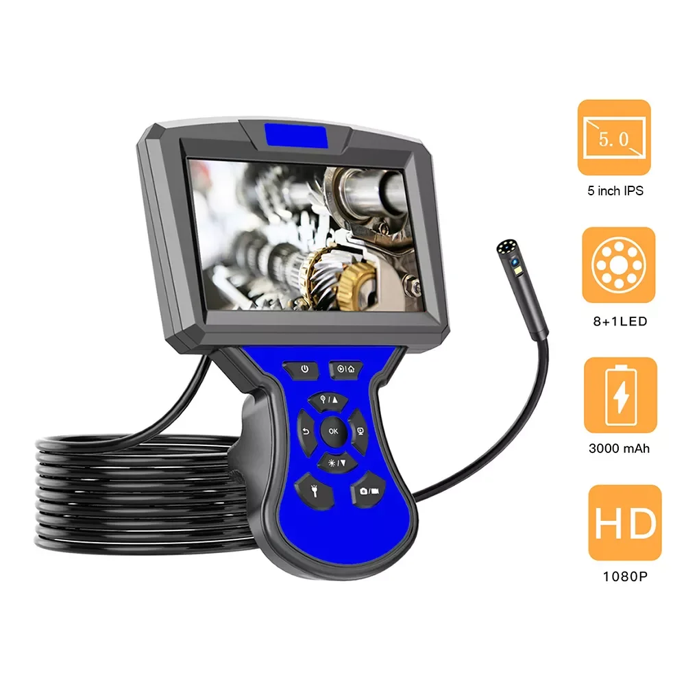 

Handheld IP67 Waterproof Endoscope Single/Dual Lens Inspection Snake Camera HD 1080P Industrial Borescope 5 inch IPS Screen