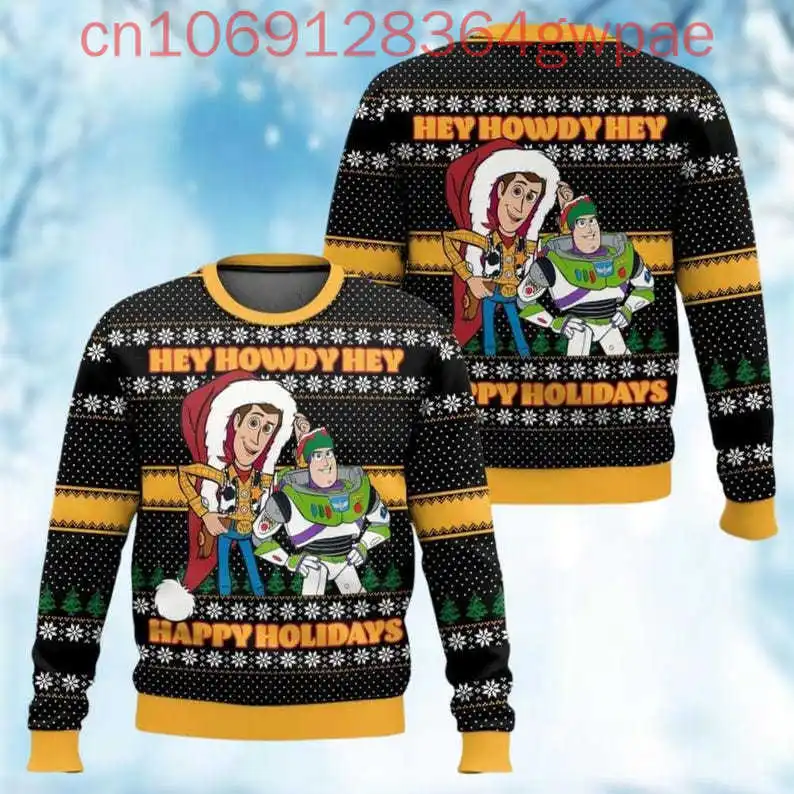Disney Toy Story Movie Christmas Ugly Sweater Character Xmas Sweatshirt Woody Buzz Lightyear Santa Hat Shirt Magic Kingdom Gift