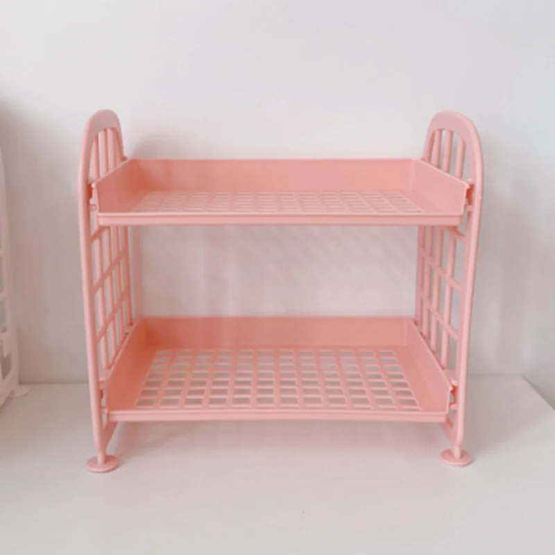 

Корейский милый 2-х Уровневый стеллаж для хранения косметических кистей и карандашей, простой Настольный органайзер для канцелярских прина...