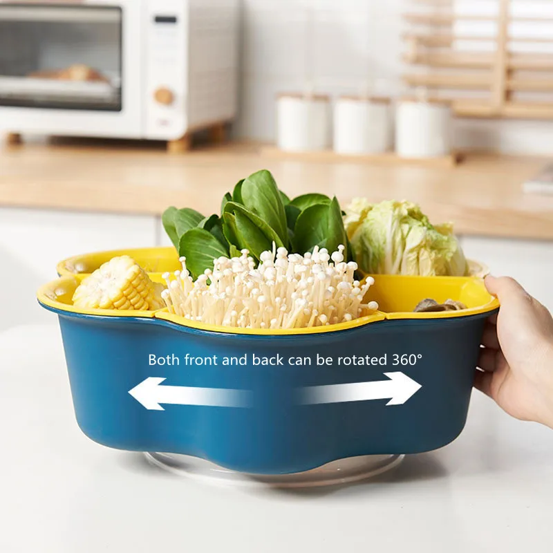 Многофункциональная вращающаяся сливная корзина на 7 ячеек пластиковая для