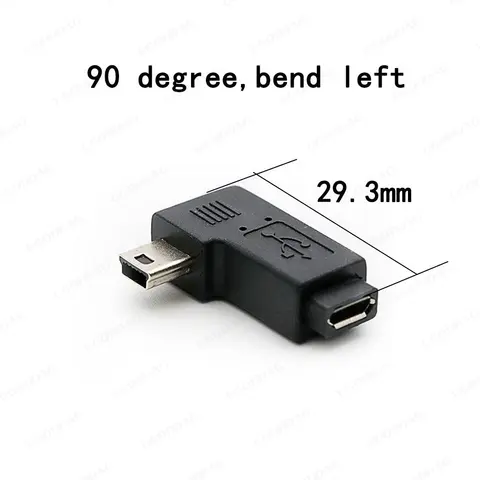 Новый адаптер Mini USB-Micro USB, штекер 90 градусов, левый и правый угол, разъем Micro USB «папа» на мини-USB «мама» типа B, данные зарядки