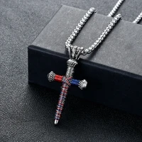 hip hop metal nail cross pendant necklace ice out men women jewelry jewelry gift