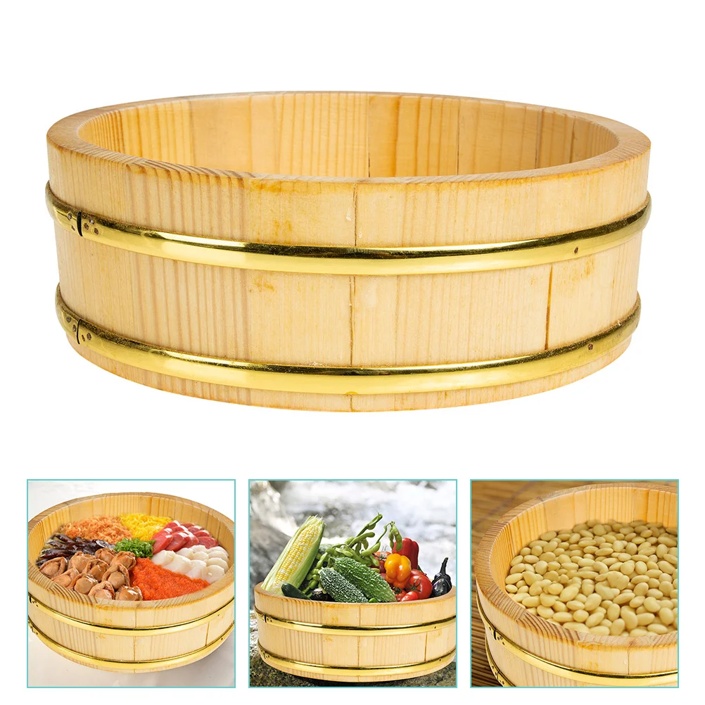 

Sushi Rice Bowl Wooden Tub Bucket Mixing Oke Hangiri Japanese Box Wood Serving Container Cooling Making Bowls Steamed Holder