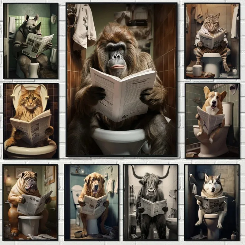 Классический стиль Хайленд Корова Обезьяна Собака Чтение Газета Декоративная