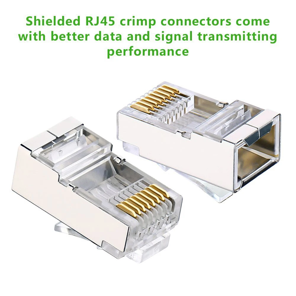 

25/100Pcs Gold Plated RJ45 Modular Plug Net Network Cables Cat5 CAT5e Connector 8P8C Modular RJ45 Plug Terminals