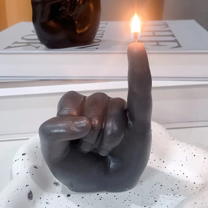 

Creative vertical little finger gesture candle home decor souvenirs black candle party decorations for events birthday candle