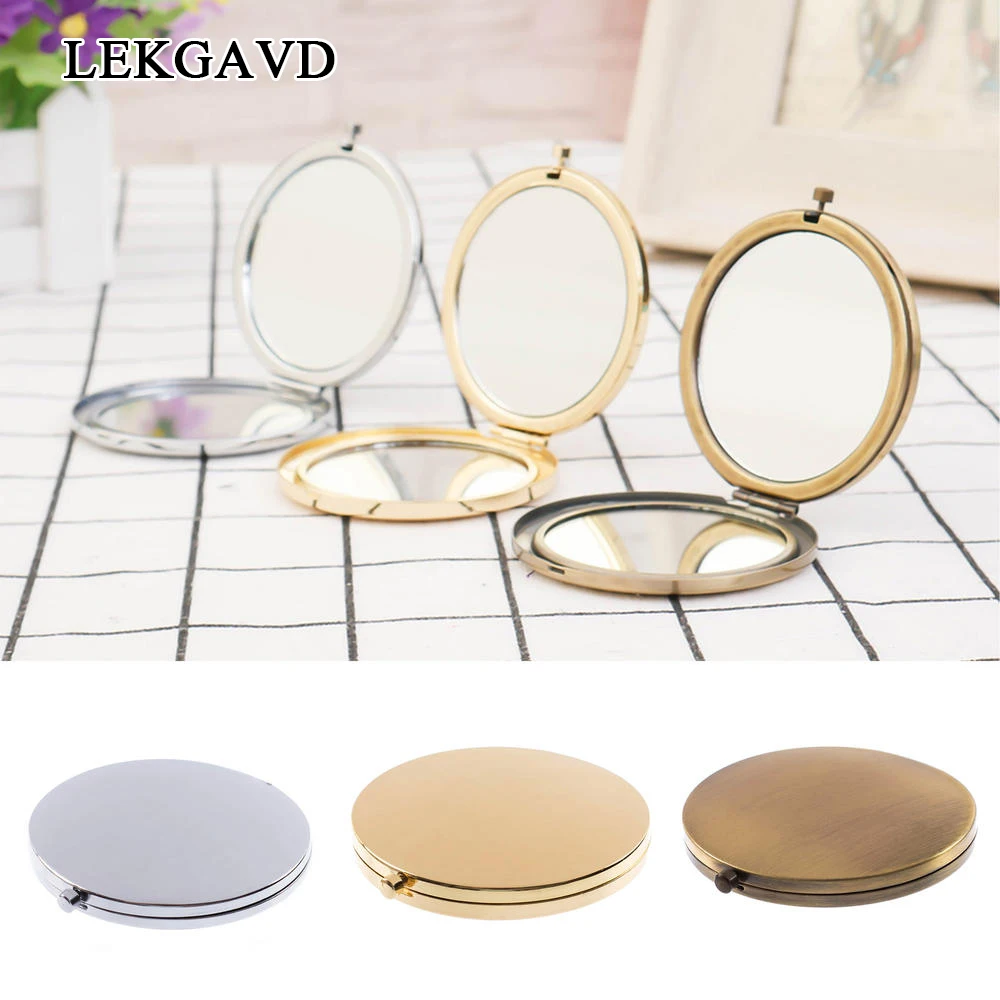 1pcs Blank Compact Mirror DIY Portable Metal cosmetic mirror Make up Tools Pocket Mirror Silver golden bronze