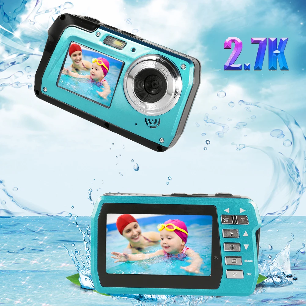 

56MP Waterproof Camera 1080P 4K 30FPS Photo Camera IPS Dual Screen Anti Shake Face Detection for Swimming Parent-child Play