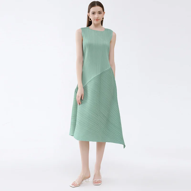 Женское свободное плиссированное платье миаке без рукавов Летнее Длинное и