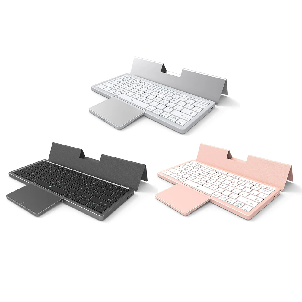 

Портативная Bluetooth-клавиатура с 78 клавишами, беспроводная клавиатура с большой сенсорной панелью, искусственная кожа, вертикальная Пылезащитная подставка для Windows, Android