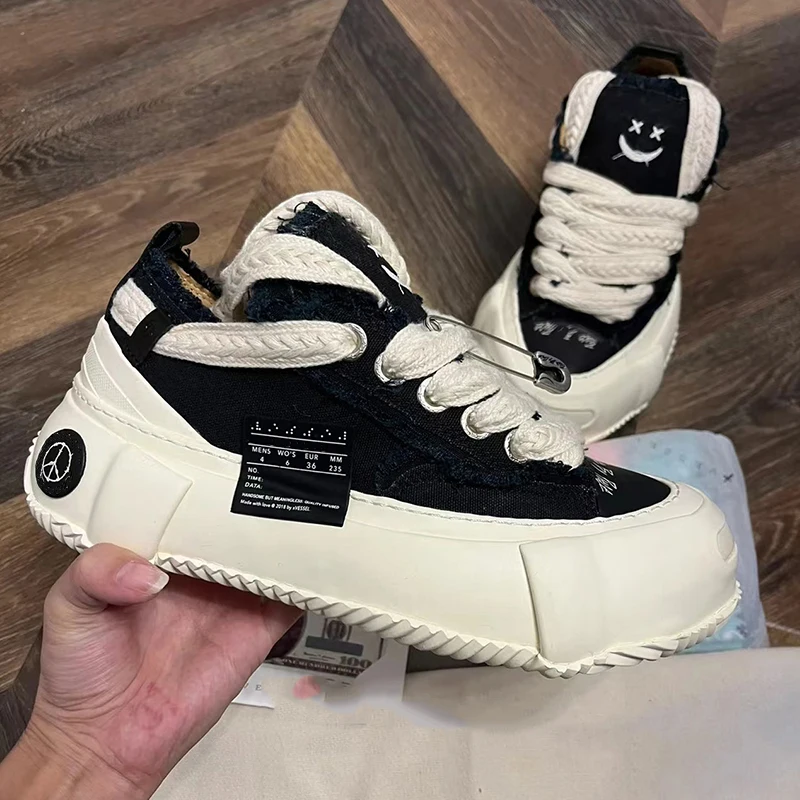 2023 new canvas shoes women's low-top open open-mouth smiling beggar shoes casual thick bottom couple sports shoes