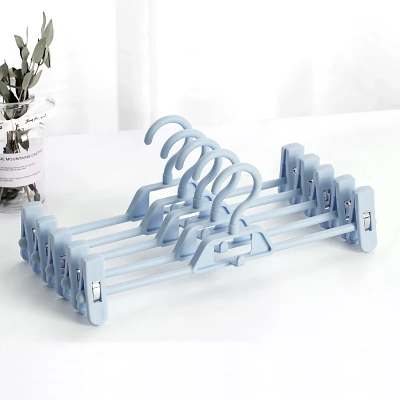 

5/10pcs Pants Rack Indoor Outdoor Plastic Non-slip Adjustable Hanger Multi-function Hanging Clip Stackable Trouser Rack Shelf