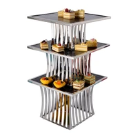 party luxury dinner decoration set serving cupcake platters hotel restaurant 3 tier dessert buffet display stand catering risers