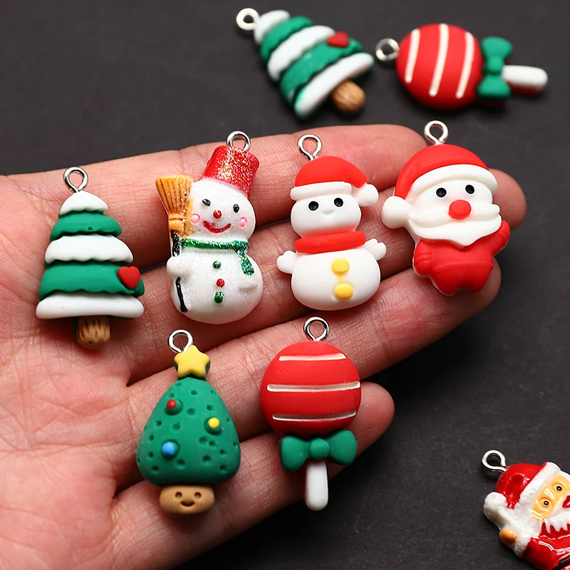 милые мультяшные рождественские подвески из смолы Санта-Клаус снеговик декор