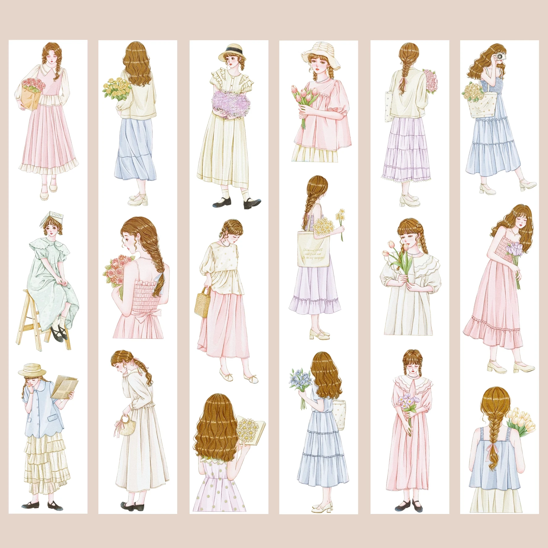 

Декоративная лента Washi 5.22 с цветами и девушками