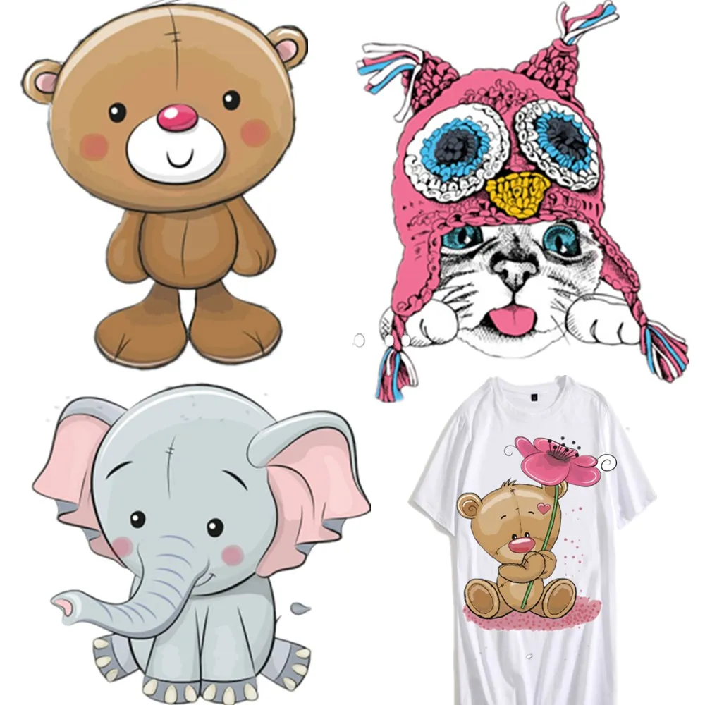 

Thermal Iron on Transfer for Clothes KIds Doll T-shirt Cartoon Appliques Bear H Baby Lovely Stickers Heat Transfer Vinyl Patches