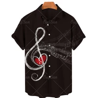 2022 summer fashion mens womens music print short sleeve shirts single button lapel hawaiian shirt 5xl beach top