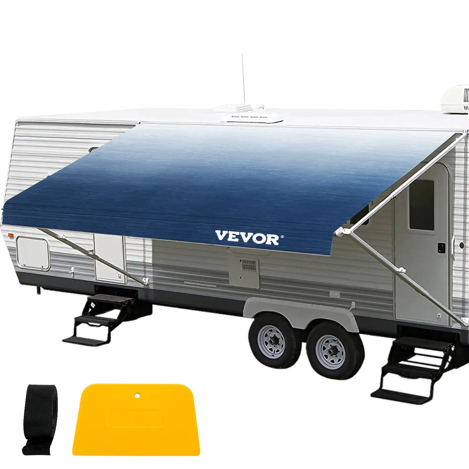 

"Slate Blue RV Awning Replacement Fabric - 16 ft (Fabric 15'2") - Durable Vinyl Replacement Fabric for Your RV's Awning