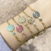 copper colorful cz dreamlike planet universe bracelet for women female fashion holiday party gifts gold plated wholesale jewelry