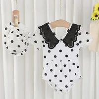 baby girl cute dot swimsuit summer short sleeve one piece beach bathing suit with hat casual swimming outfit toddler swimwear