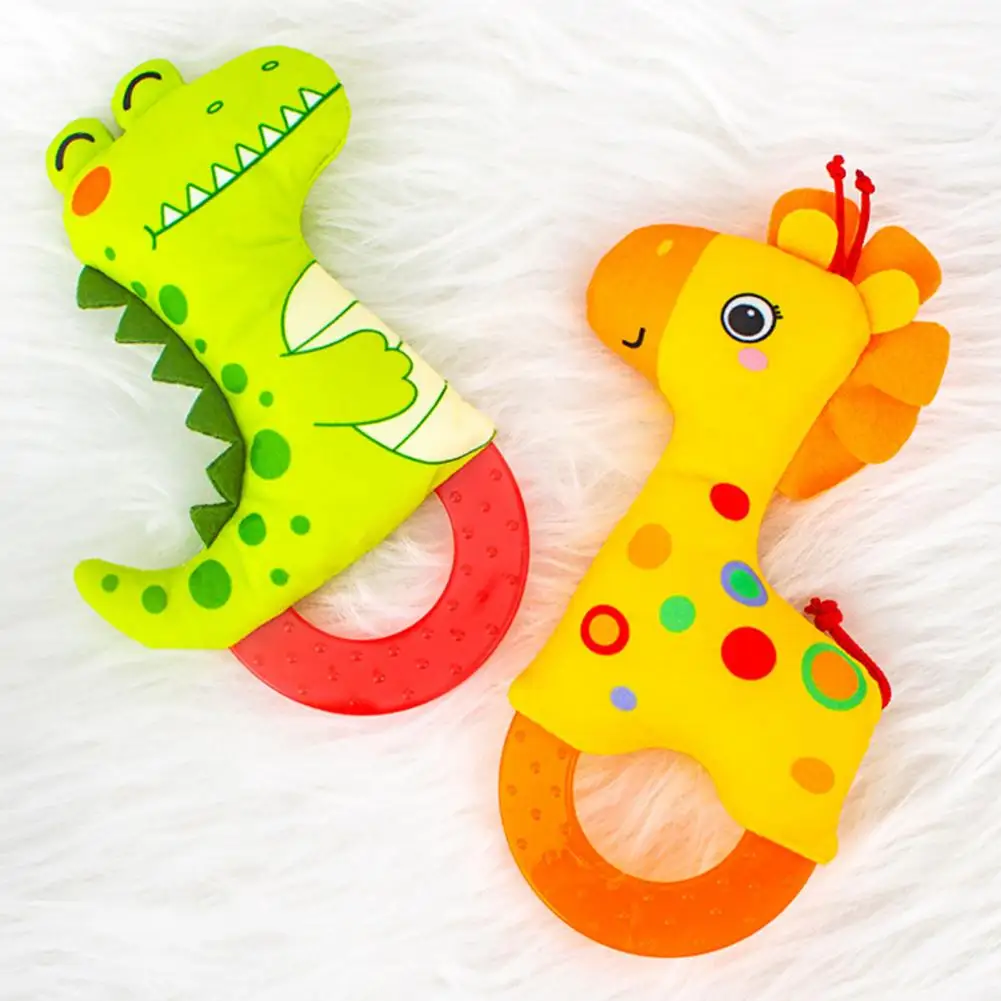 1pc Plush Toy Baby Rattles Cute Cartoon Animal Shaped Anxiety Relieving Rattle Toy Baby Teether Rodent Newborn Educational Toys