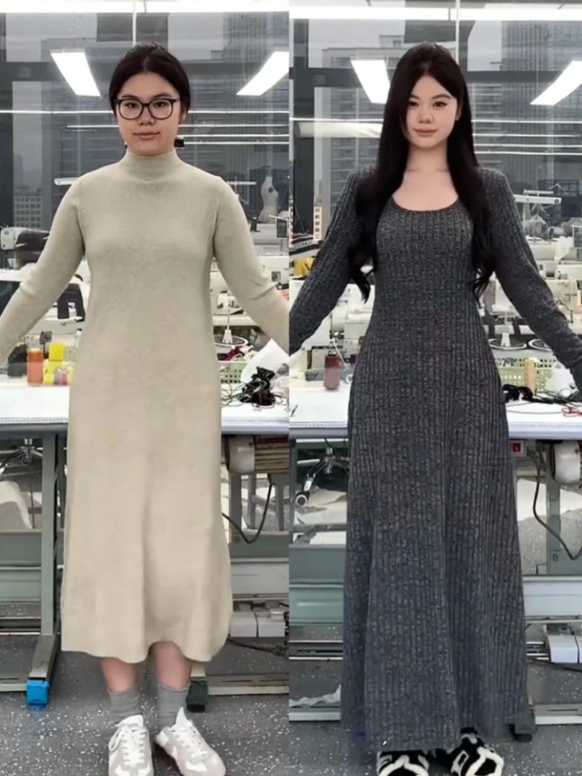 Plus size U Collar Knitted dress Women Winter Inner wear Waist Hugging Chubby Girl Slimming Sheath Skirt Royal Sister Sle T...