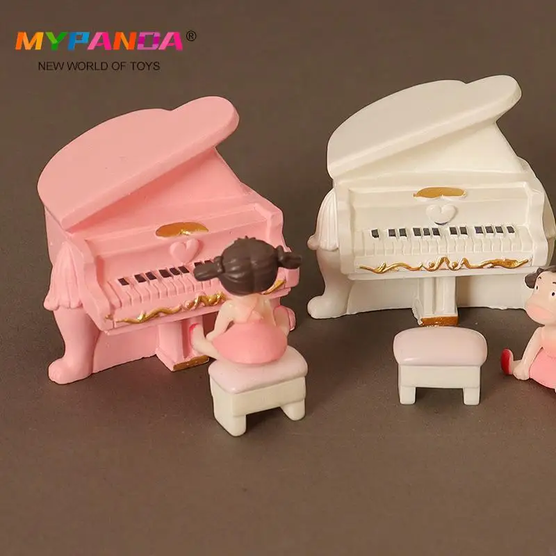 

1 комплект, 1:12 миниатюрный рояль для кукольного домика с стулом, модель для гостиной, декоративная игрушка, аксессуары для кукольного домика