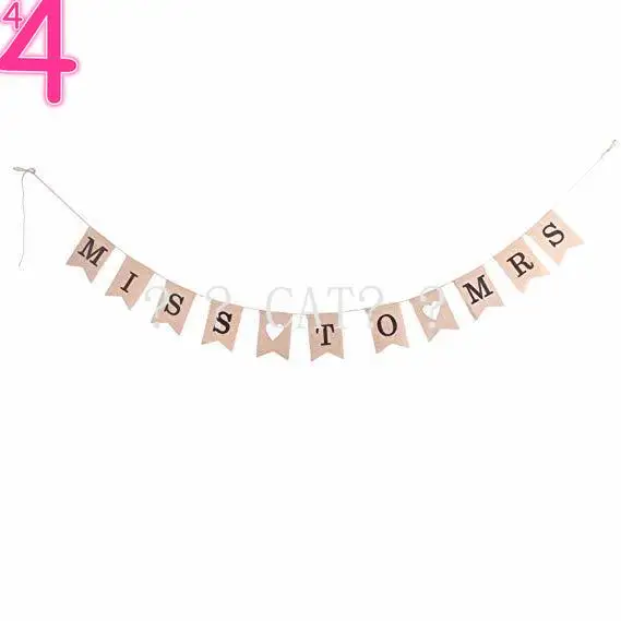 

Miss to Mrs Bride Party Natural Burlap Banner for Party Decoration