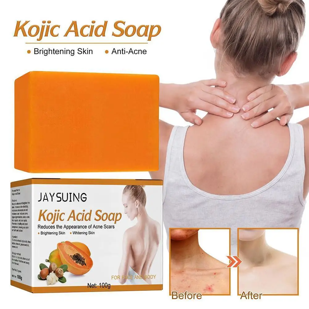 

100g Kojic Acid Soap Skin Whitening Face Body Lightening Skin Glycerin Dark Bath Handmade Anti Base Acne Cleaning Bleaching R2O4