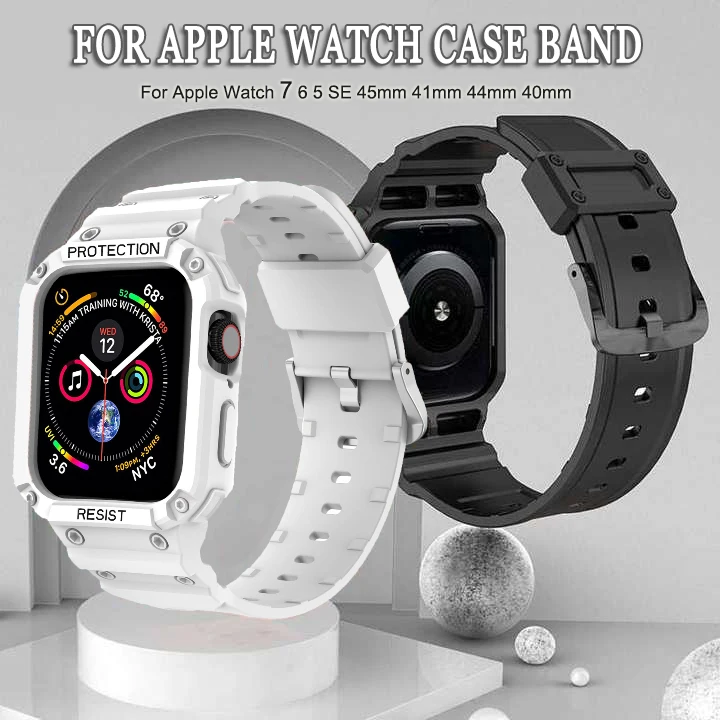 

Силиконовый чехол для Apple Watch Band 38 мм 42 мм 45 мм, защитный чехол из ТПУ для Iwatch Series 7 6 5 4 SE, резиновый браслет