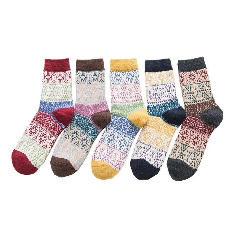 5 Pairs High Quality Autumn Winter Women Wool Socks Warmer Cashmere Thermal Thicken Women Casual Socks
