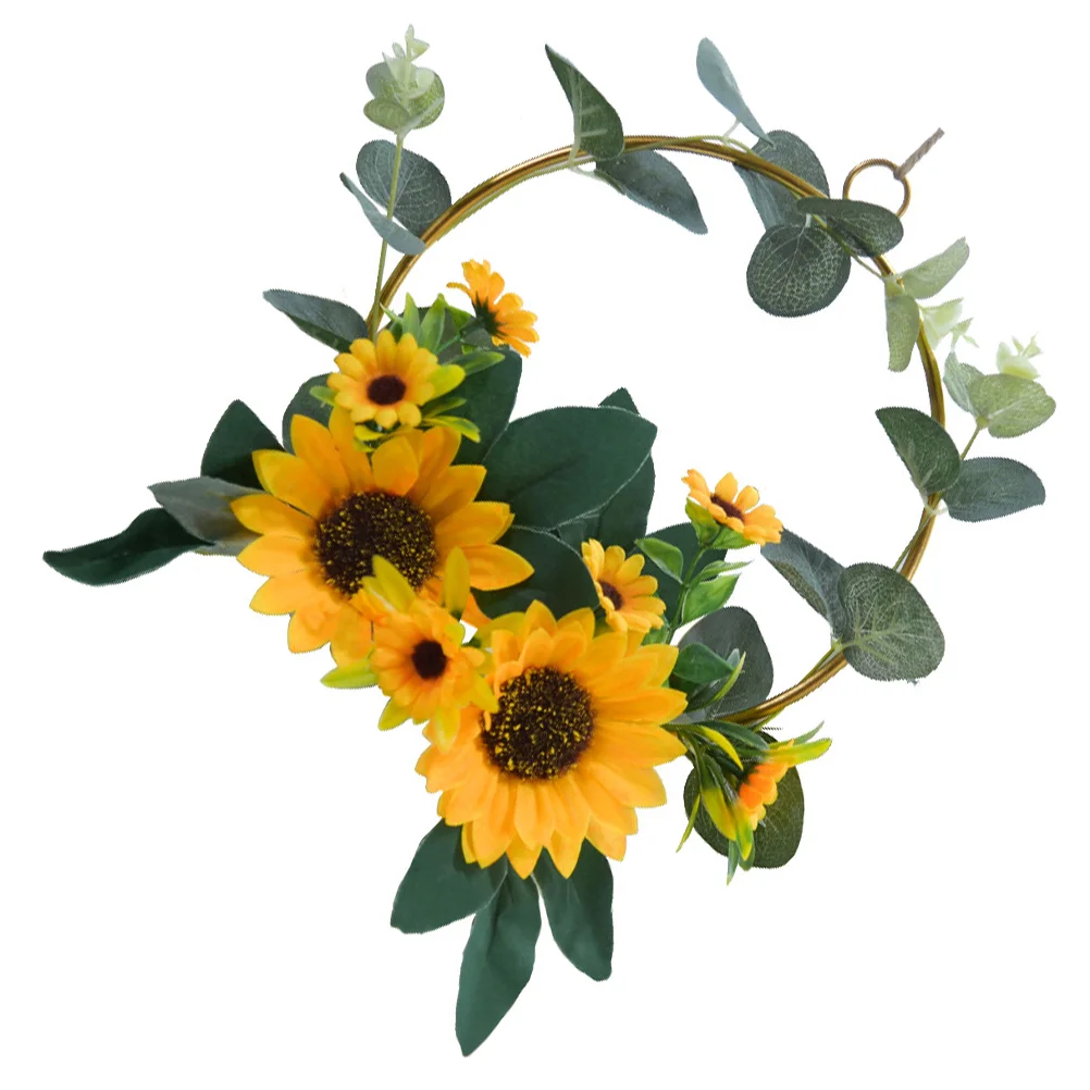 

Wedding Decoration Pendant Flower Decorations Simulation Sunflower Wreath Decorate Hanging Fake Iron Wall Artificial Wreaths