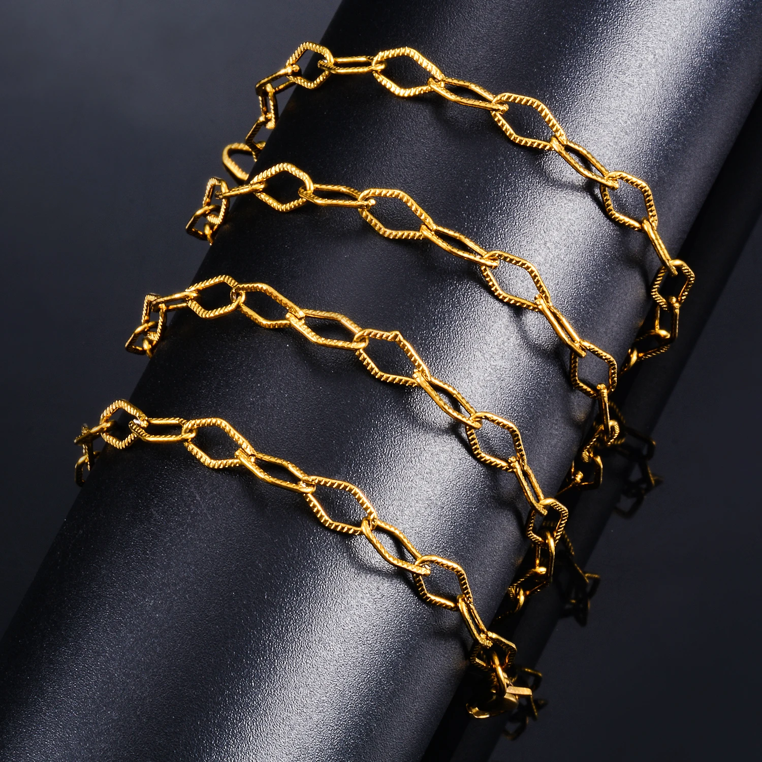 Цепочка Из Нержавеющей Стали с ромбовидными звеньями колье ручной работы