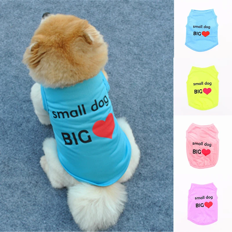 

Summer Cooling Dog Clothes Sleeveless Fashion Love Heart Soild pet Vest Letters Print Breathable Dogs Shirt Pets Accessory XS-L
