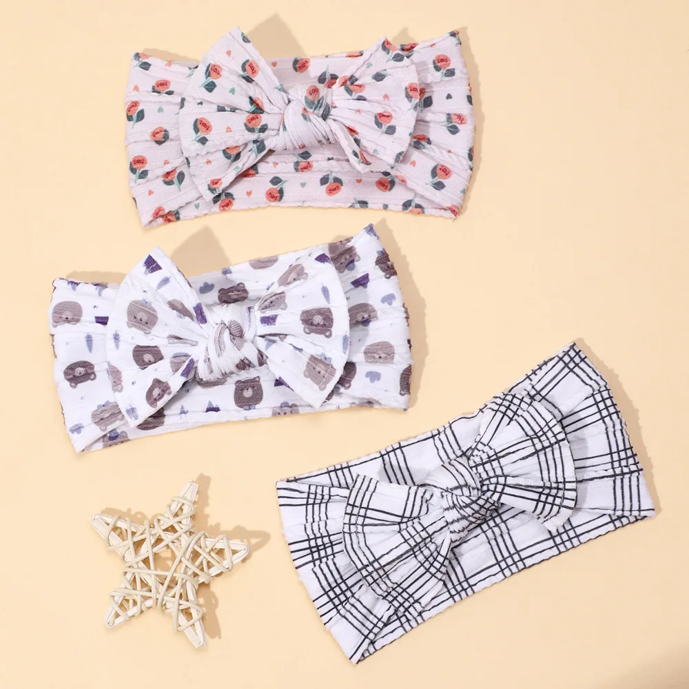 

1Pcs Print Nylon Baby Headbands Hair Bow Elastic Soft Newborn Headband for Baby Girl Children Turban Cute Baby Hair Accessories