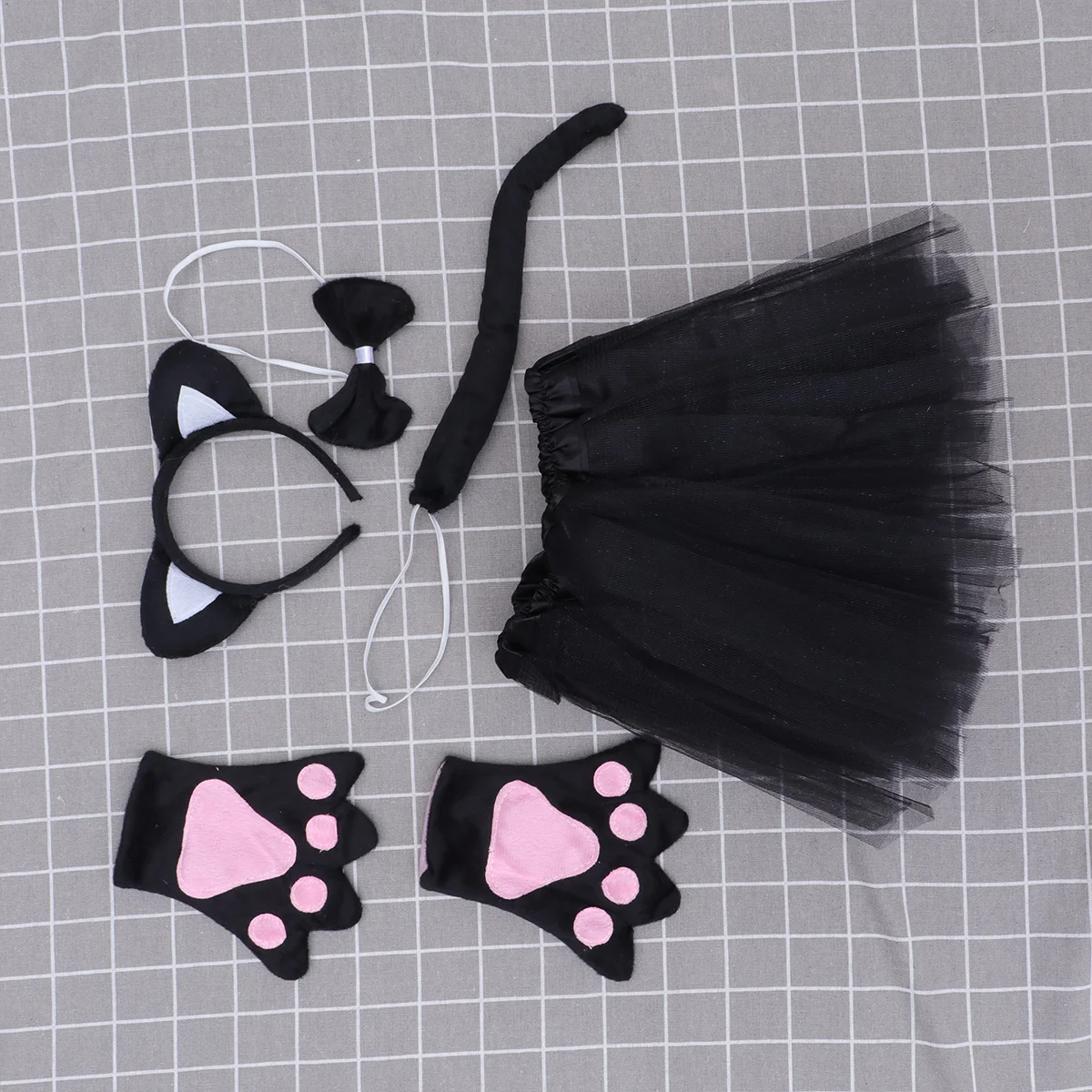 

5pcs Headband Tail and Tie Cat Headband Bowtie Tail Kids' Costumes Cat Tail Cosplay Set Cat Ears Headband Tail