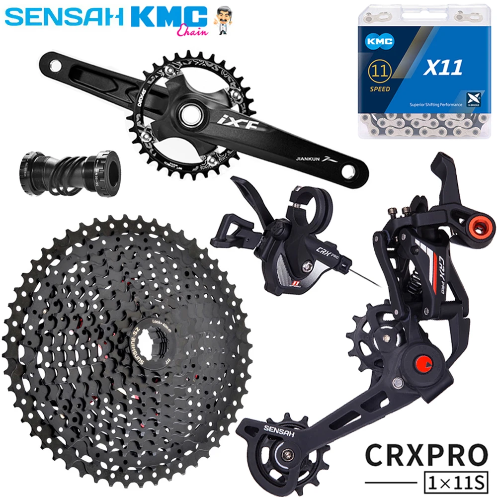 

SENSAH 11 Speed Mountain Bike Groupset 1X11 Shifter Rear Derailleur 11V 52T HG Cassette Crank Set KMC X11 Chain K7 MTB Sprocket