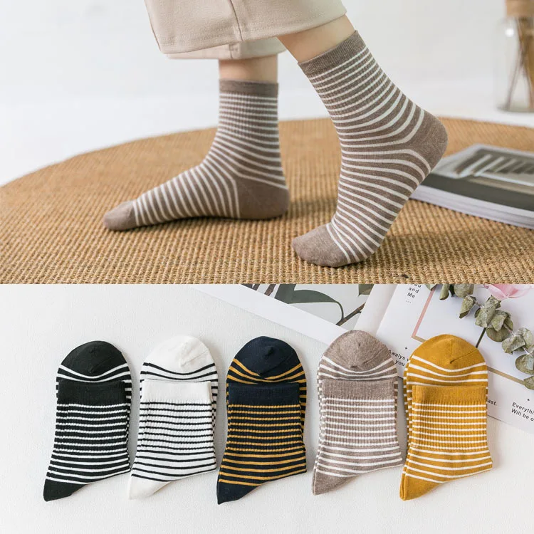 

Осенне-зимние новые полосатые носки, корейские студенческие носки в стиле Харадзюку, модные носки