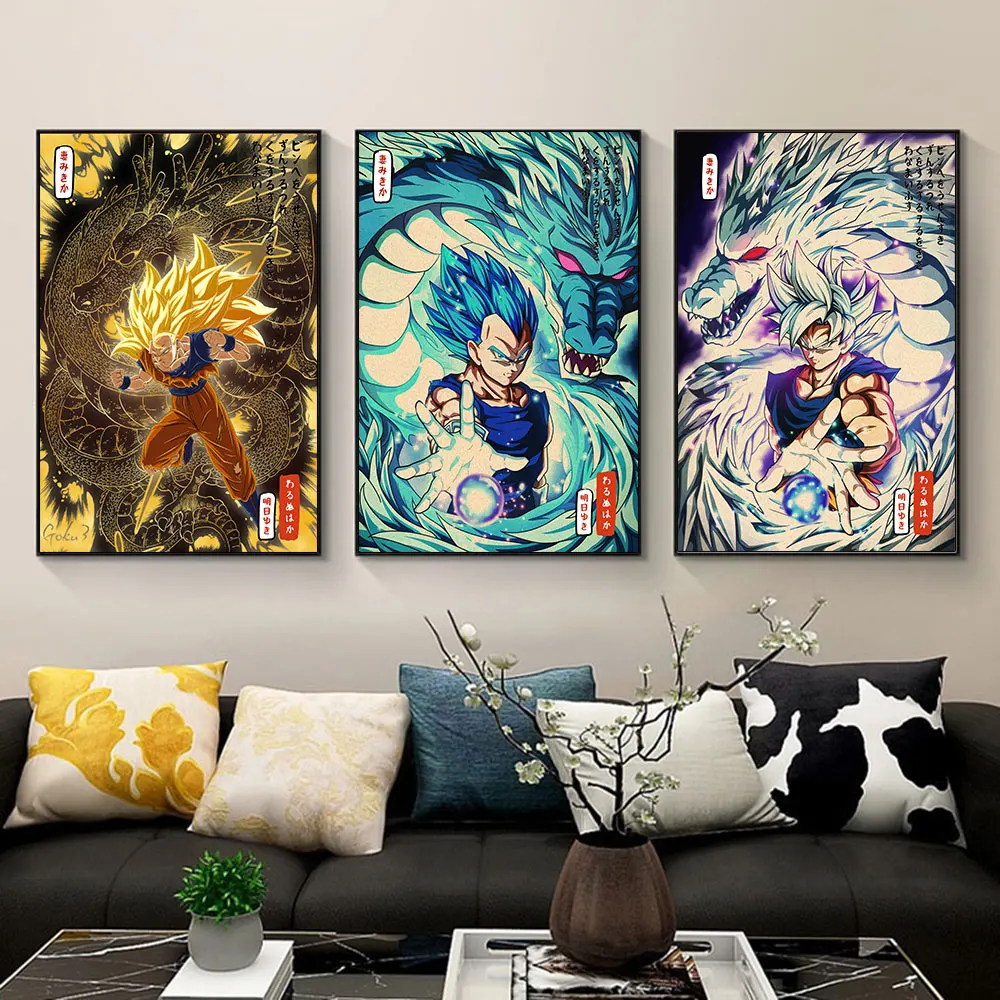 

Anime Peripheral Naruto Dragon Ball Vintage Poster Goku Sasuke Canvas Painting Wall Art Mural Prints for Living Room Decoration