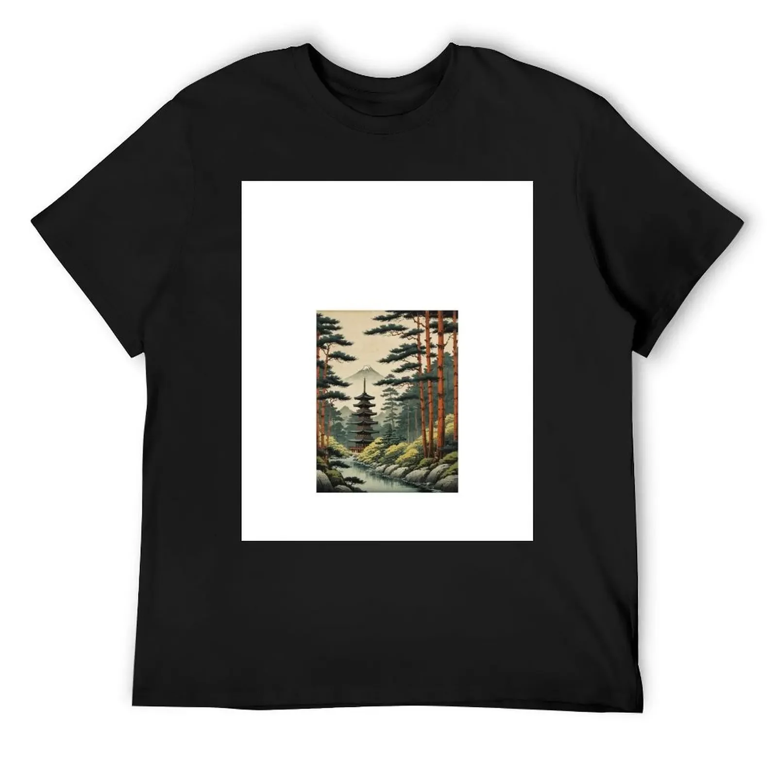 Футболка Пагода в лесу Ukiyo-e с животным принтом для мальчиков футболка большого