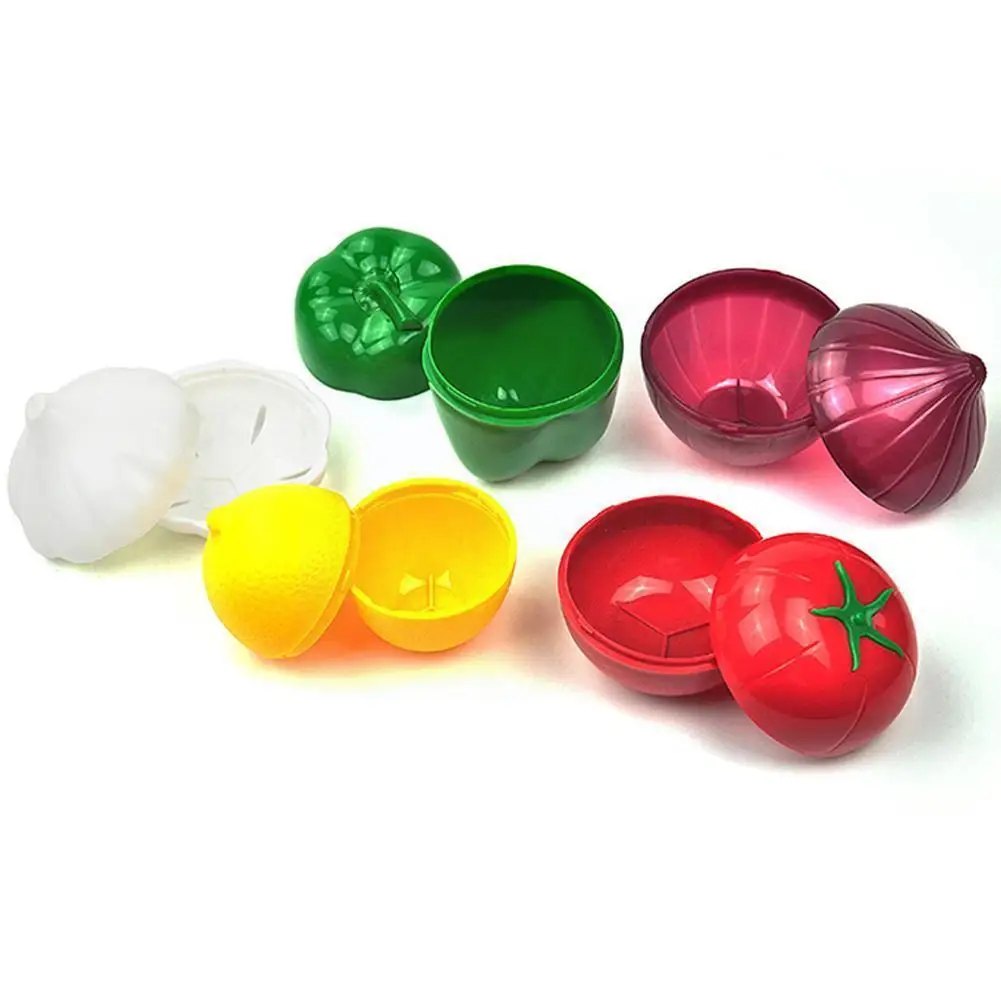 Cute Kitchen Vegetable Fruits Crisper Food Containers Onion Lemon Tomatoes Green Pepper Shaped Plastic Fresh Storage Box Case