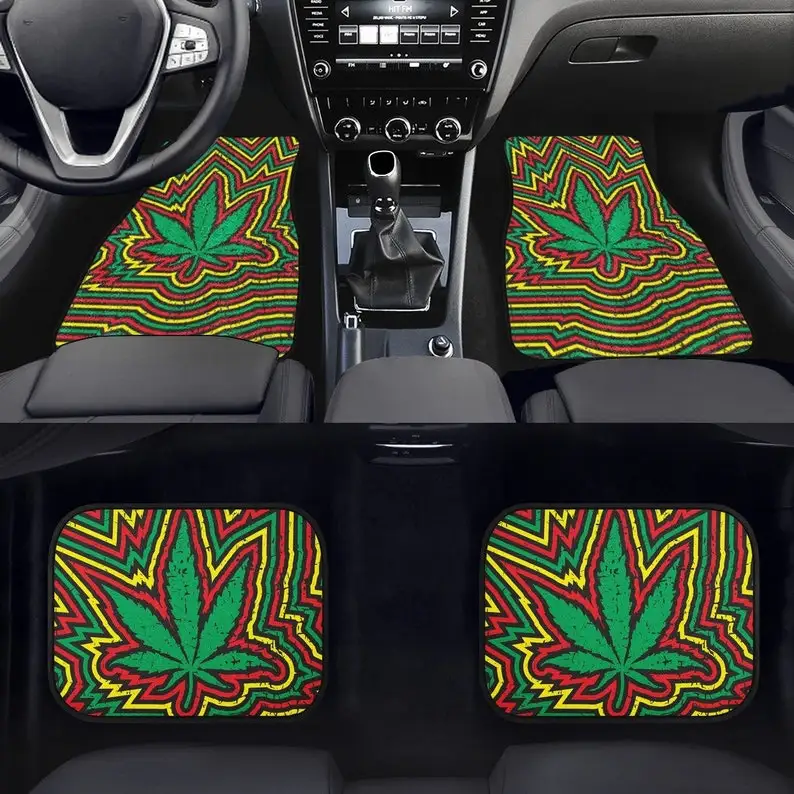 

Автомобильные коврики Rasta с КОНОПЛЕЙ-Stoner Car, мариджейн растафариан, курильщик травы, красочное автомобильное сиденье с марихуаной, яркий авт...