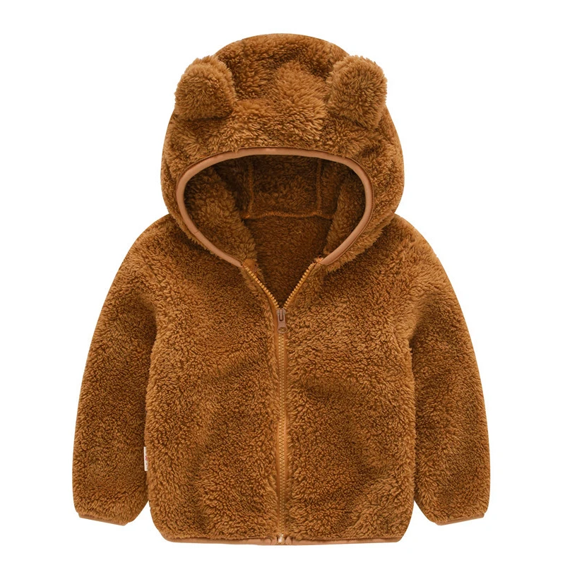 

Baby Coat Autumn Winter Fleece Wool Coat Children's Clothing Boy Girl Cartoon Bear Ears Hoodie Warm Coat Baby Hairy Zipper Coat