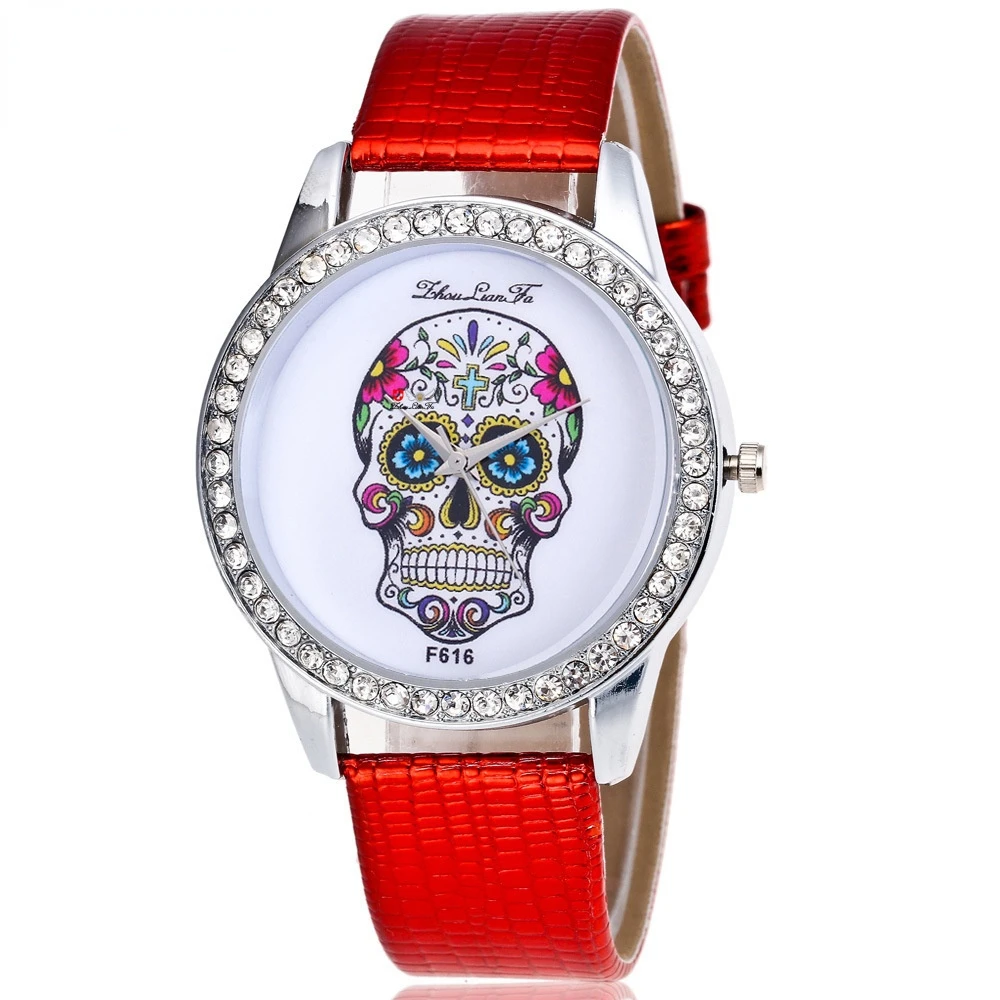 Модные садовые часы в стиле хип-хоп с рисунком черепа модные унисекс ремешком для