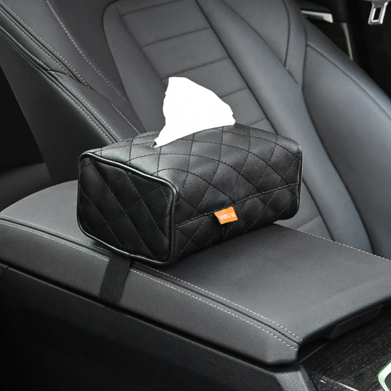 

Universal PU Leather Car Tissue Box Cover Sun Visor Chair Back Hanging Type Car Tissue Box Armrest Box Towel Tissue Storage Case