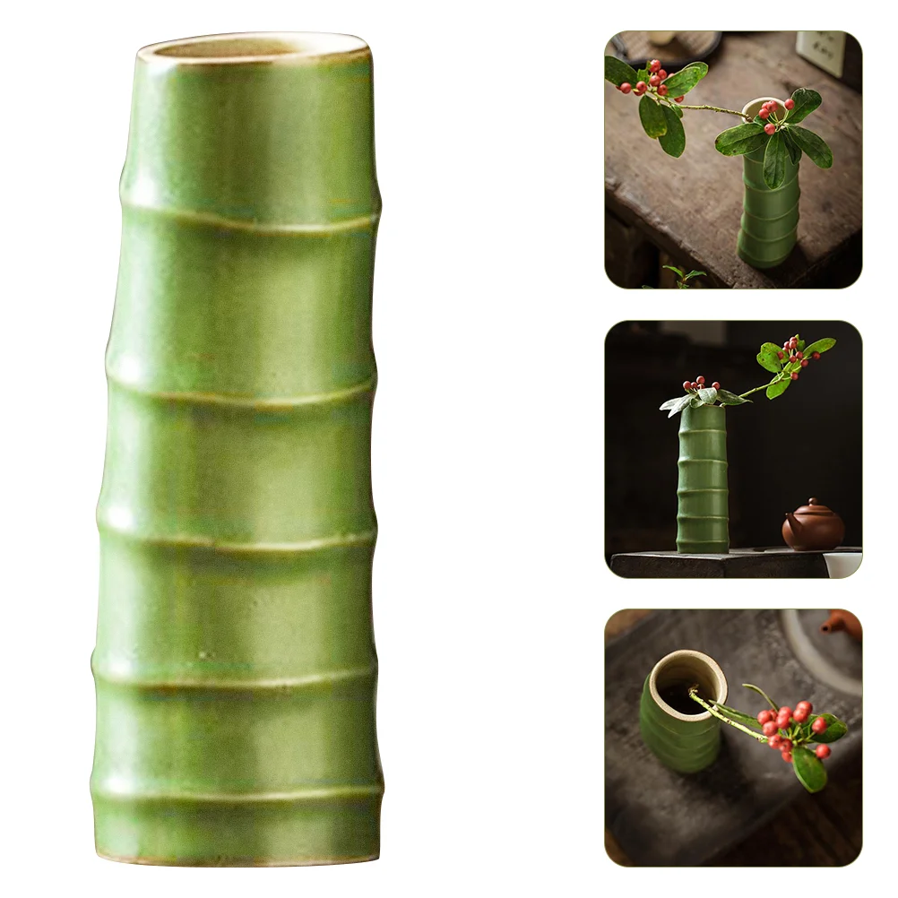 

Ceramic Bamboo Vase Green Vase Floral Vase Accessories Ceramic Flower Pot Ceramics Dry Flower Vase Office