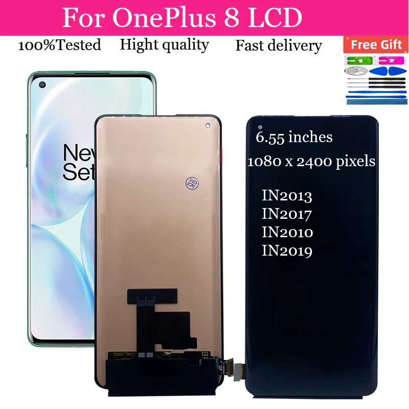 ЖК-дисплей 6 55 дюйма AMOLED для OnePlus 8 сенсорный экран с дигитайзером IN2013 IN2017 IN2011 IN2010