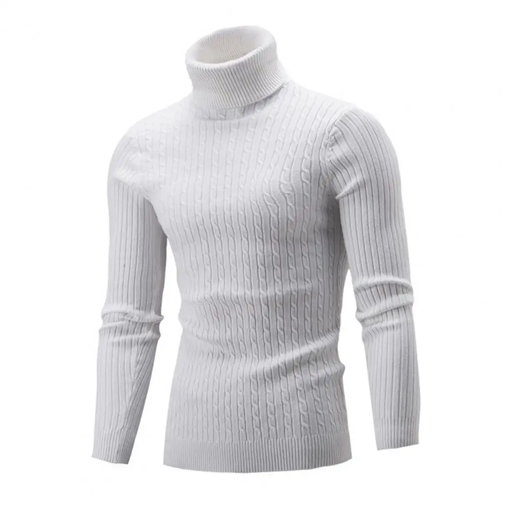 Men's Casual Slim Knitwear Sweaters Solid Color Long Sleeve Knitted Sweater All-matched Turtleneck Twist Men Sweater Pullover
