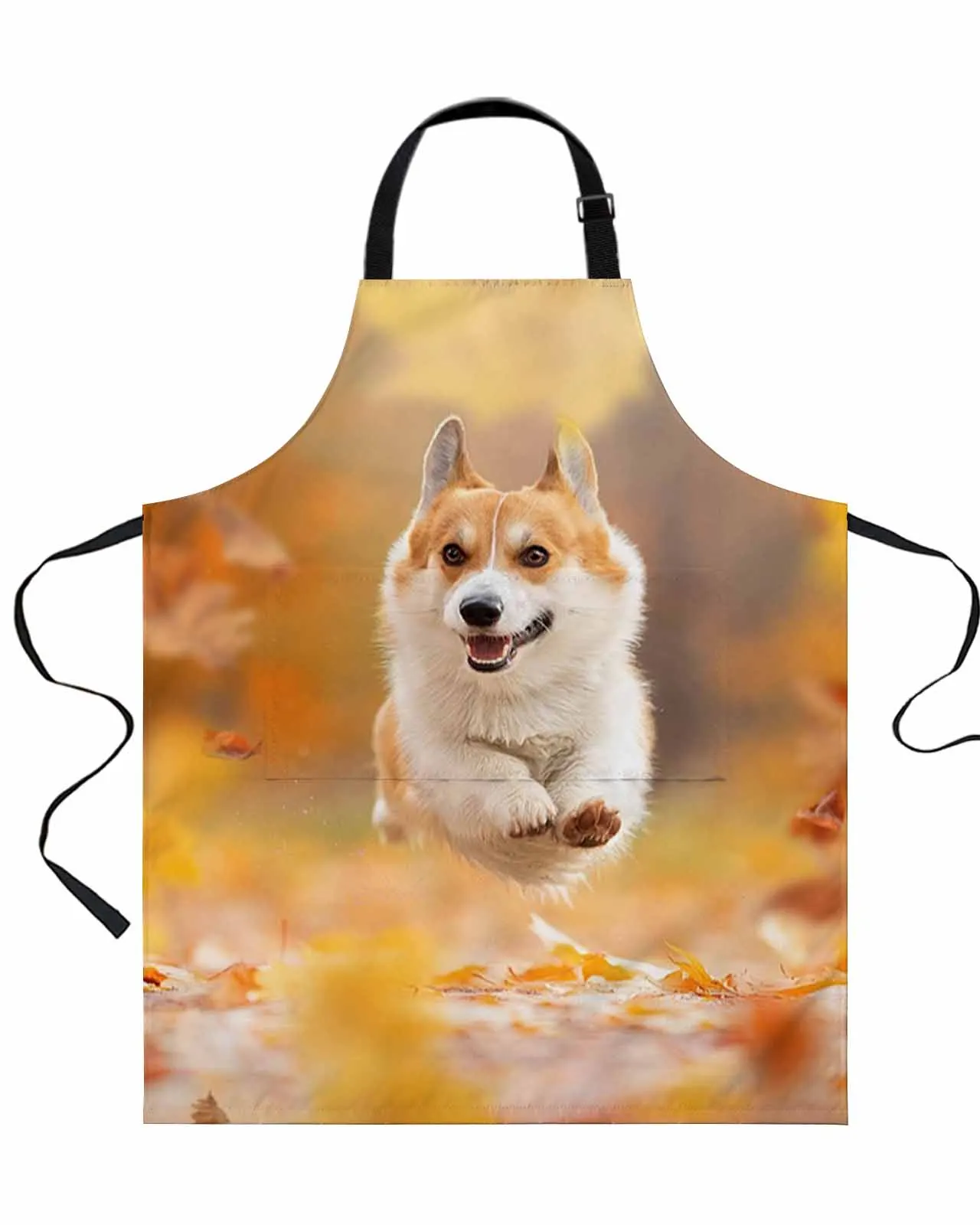 

Autumn Leaves Animal Corgi Apron Waterproof Anti-Oil Sleeveless Useful Things for Kitchen Men Women Home Restaurant Work Wear