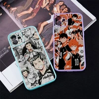 japan anime oya haikyuu phone case for iphone 13 12 11 mini pro xr xs max 7 8 plus x matte transparent blue back cover